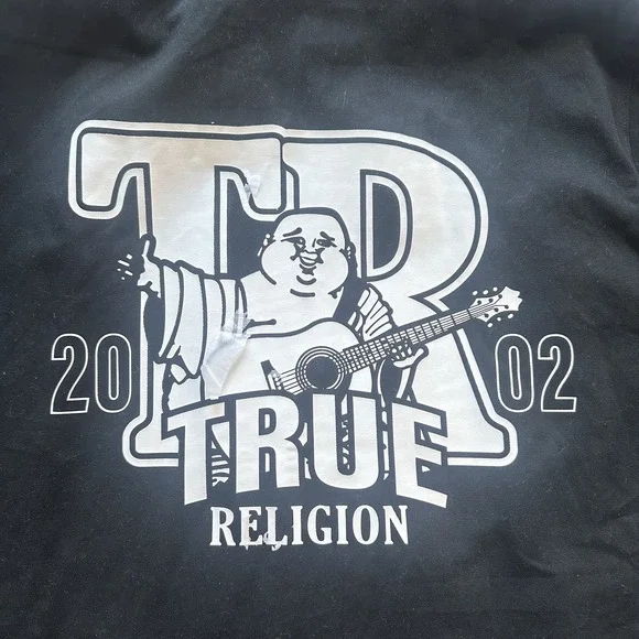 NWT True Religion Jacket Mens L Black Zip Up‎ Buddha Back Logo Streetwear Y2K